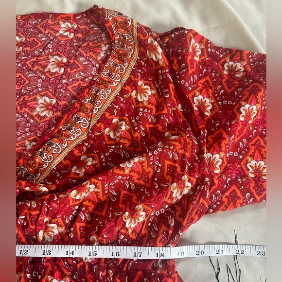 SHEIN CURVE+ Vacation Style Flower Overlap V-Neck Ruffle Short Sleeve Dress, 3X - Picture 12 of 16